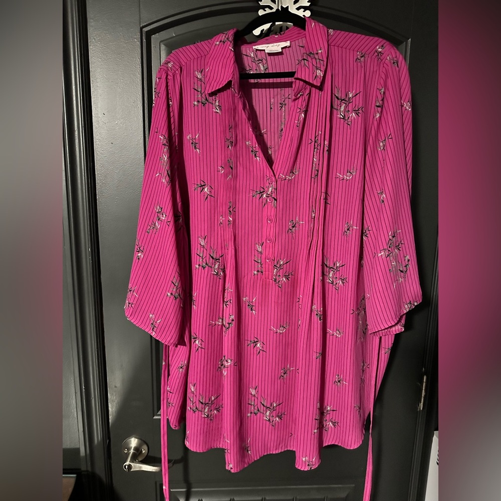 Penningtons Pink Boxy Blouse with Notched Collar